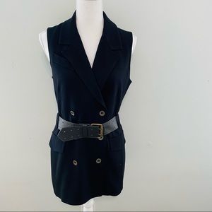 Bailey 44 Black Button Down Belted Long Vest Size Medium